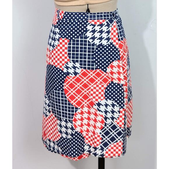 60s Blue/Red Patchwork Skort - Picture 2 of 7